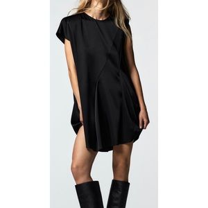 NWT ZARA ASYMMETRICAL SLEEVE SATIN MINI SWING DRESS SZ XL